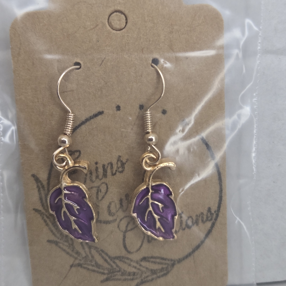 Enamel Leaf Earrings